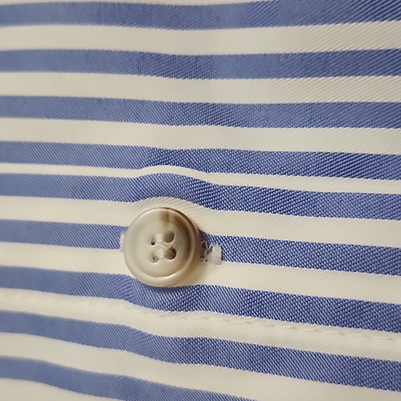 Blue and White Striped Button-Up Collar Shirt - Picture 6 of 10